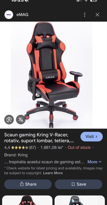 scaun gaming kring v racer suport lombar spuma turnata