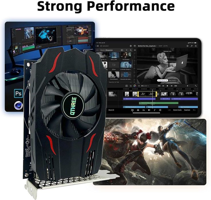 Placă video grafică QTHREE Radeon RX 560 GPU 4GB GDDR5 128 biți,jocuri PC cu DVI,HDMI,DisplayPort computer PCI Express 3.0 x8,DirectX 12
