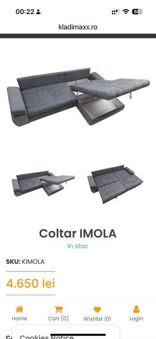 Vând colțar IMOLA de la KLADIMAXX