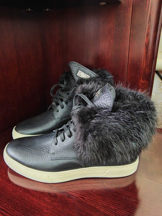 Мужские кросовки Alejandro Ingelmo Dean Crocodile High-Top Black Fur