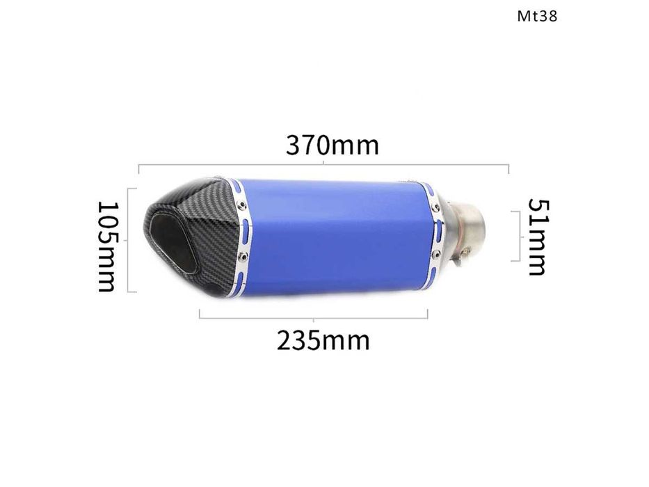 Evacuare AKRAPOVIC, toba sport motocicleta 370 mm, albastru carbon