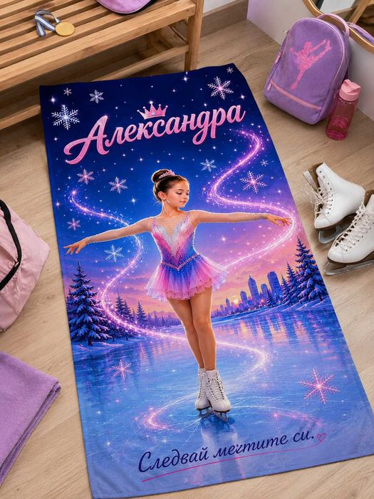 Персонализирана плажна кърпа, създаденаза малки шампиони
