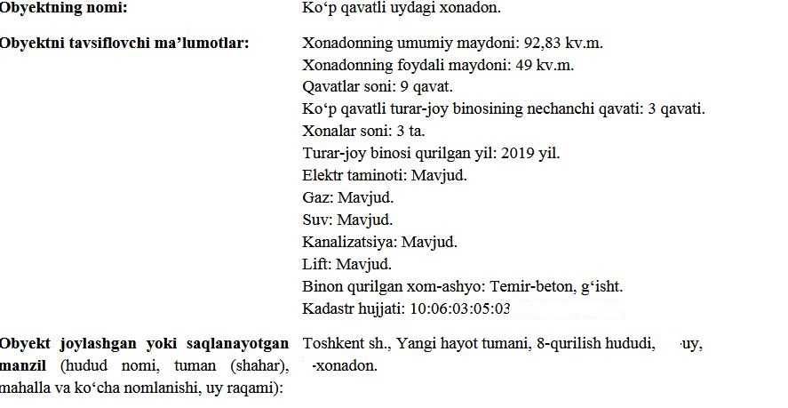 Yangihayot tumanida 93kvmga ega 3-honali honadon sotiladi
