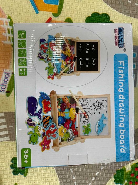 Деревянная магнитная рыбалка, пенал 3 в 1, доска для рисования