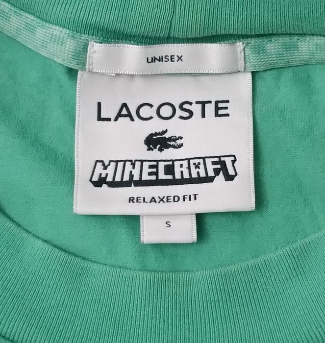Lacoste x Minecraft Shirt оригинална тениска S памучна зелена фланелка