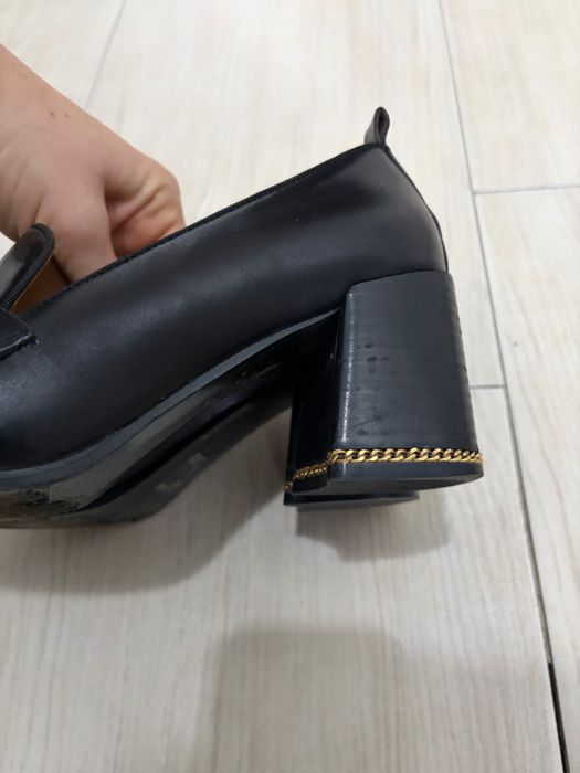 Кожени обувки с дебел ток Tory Burch Perrine