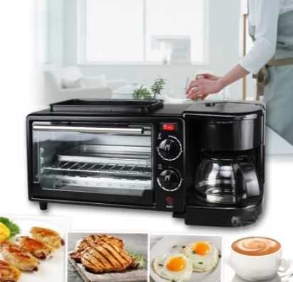 Мини фурна 3в1 Breakfast Station с кафемашина и грил - скара