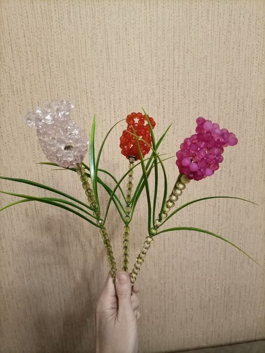 Тюльпаны из бусин, букет 3 шт.