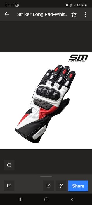 Manusi moto piele naturala SM Striker Red-White Long S, M, L, XL, 2XL
