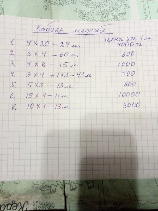 Медный Кабель 15м.сечение 29кв.