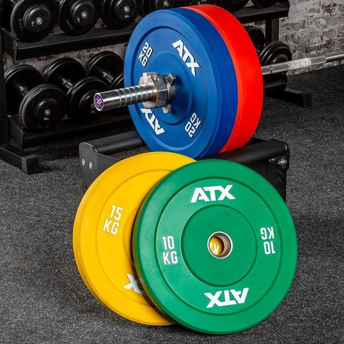 Сет 150 кг Олимпийски Дискове ATX Bumper Plates, Комплект Тежести