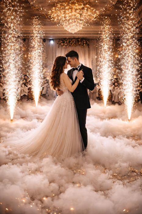 Artificii cu scantei reci tip SPARK dansul mirilor