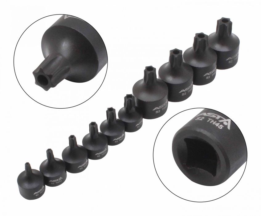Комплект ударни битове торкс 1/4" 3/8" с отвор