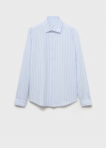 MANGO. Льняная голубая стильная рубашка. Дипломатика. XXL