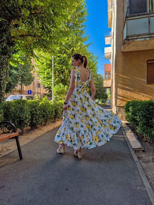 Rochie cu lamai din bumbac