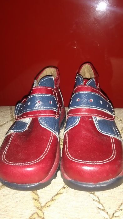 Ghete nr. 22, rosu - navy blue, piele naturala - NOI