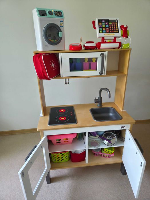 Bucatarie copii IKEA DUKTIG + multe accesorii, plita functionala