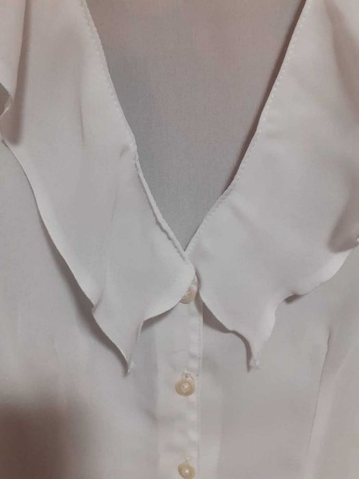 Bluză albă elegantă cu mâneci clopot vâscoză 95%, marimea S-M