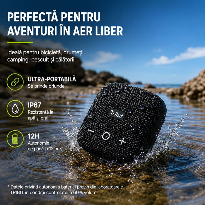 Boxă Bluetooth Tribit StormBox Micro 2 IP67 12H Stereo TWS