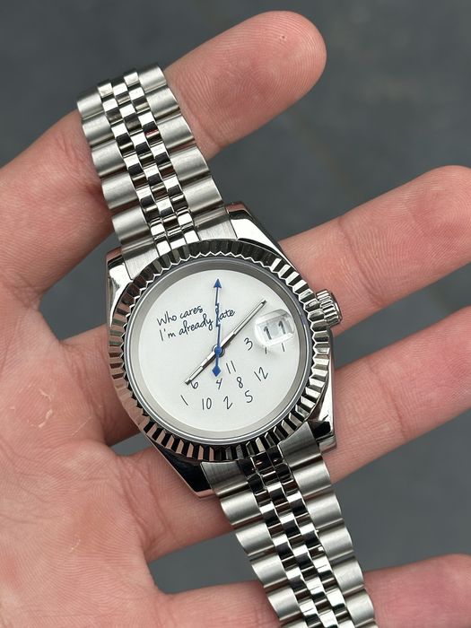 Ceas Seiko Datejust "Who cares, I'm already late" Mod NH35 39mm Open Back