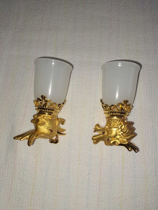 set vechi pahare jad alb bronz aurit