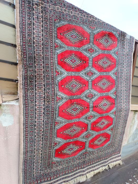 Covor persan traditional, Bukhara, lana, lucrat manual, 190x125cm