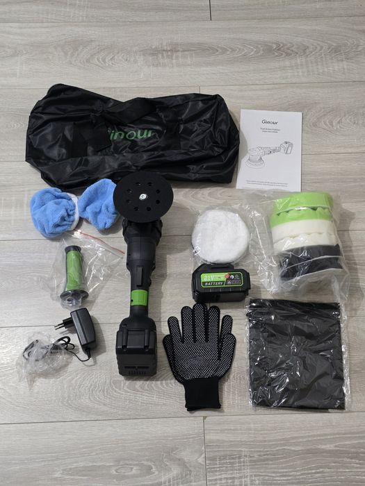 Polizor fără fir 21V 900W – Orbital, Motor fără perii, 2 Baterii