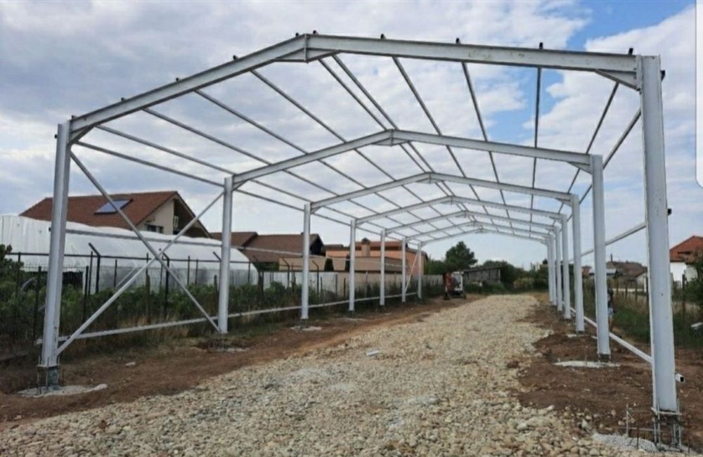 Hala metalica 12x25 din profile cu teava pe acoperis la reducere