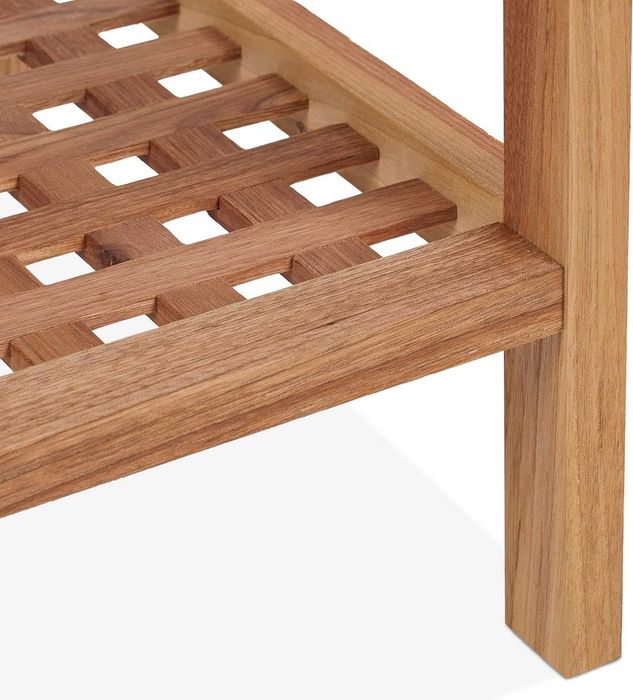 Маса от естествен орех със стъклен рафт 40х80х40см