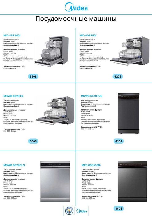 Встраиваемая Бытовая техника Midea с гарантией 3 года, доставка есть.