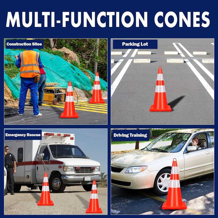 Светлоотразителни конуси паркинг път строителен обект