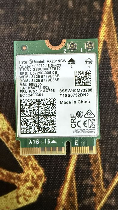 Intel AX201NGW Wi-Fi 6/ Bluetooth 5.2 модуль, M.2 CNVio2