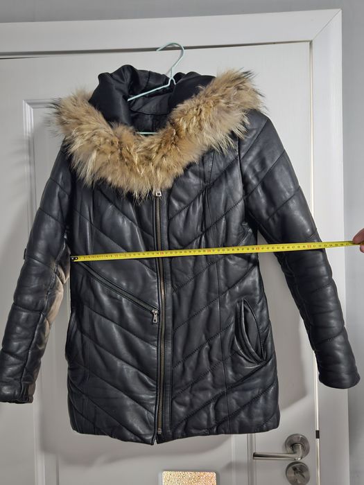 Яке от естествена кожа с лисича яка