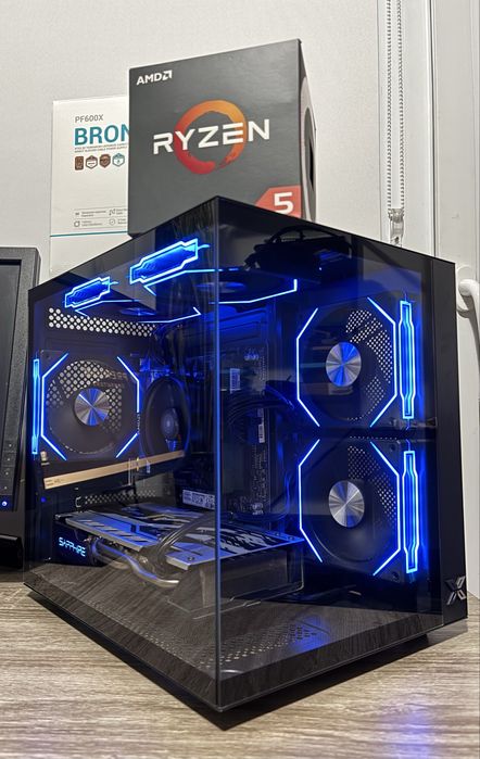 Геймърски компютър Ryzen 3600/RX580 8GB/16 Ram/512GB ssd nvme/1TB HDD/600W Bronze + Монитор DELL 21.5"