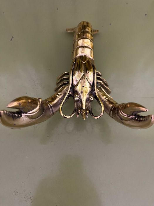 Склуптура,декорация на омар от полиран бронз(XL)