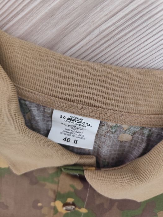 Bluză combat mânecă lungă, cu guler