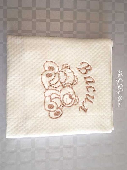 Бебешки ОДЕАЛА ПЕЛЕНИ с име поларени памучни БРОДЕРИЯ