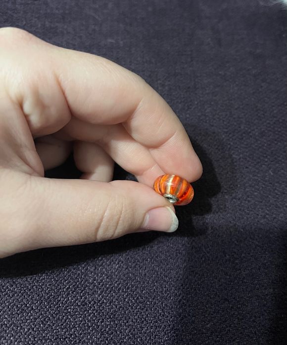 Pandantiv Trollbeads, pentru bratara, sticla murano si argint