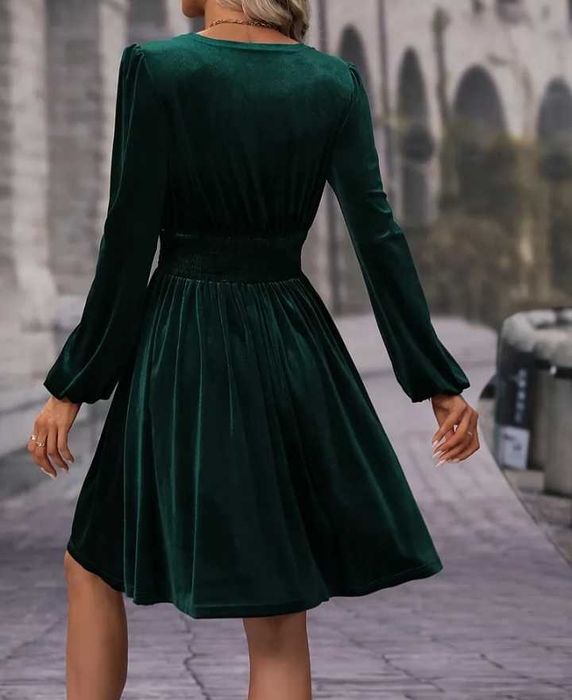 Rochie verde din catifea elastica, mas S