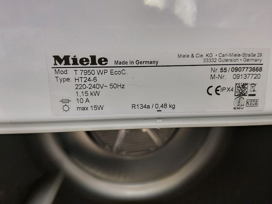 Сушилня с термопомпа Миеле Miele T7950WP  8кг А+++ Made in Germany  с две години гаранция!