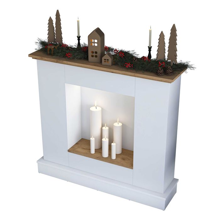 Декоративна LED Камина Puzzle-home 3881, Бял-натурлен, 120х30х109см