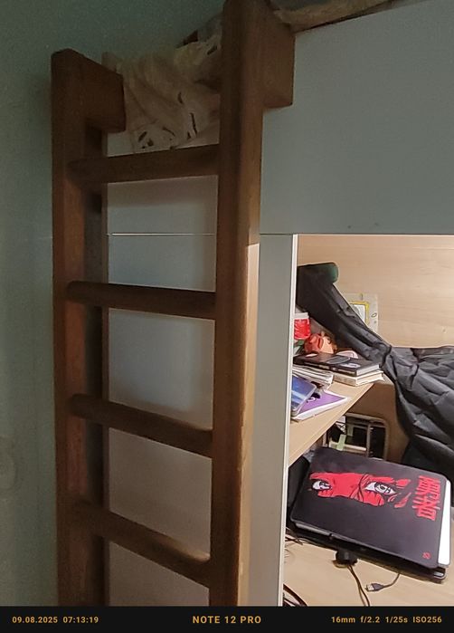 Кровать чердак, двухъярусная, подростковая