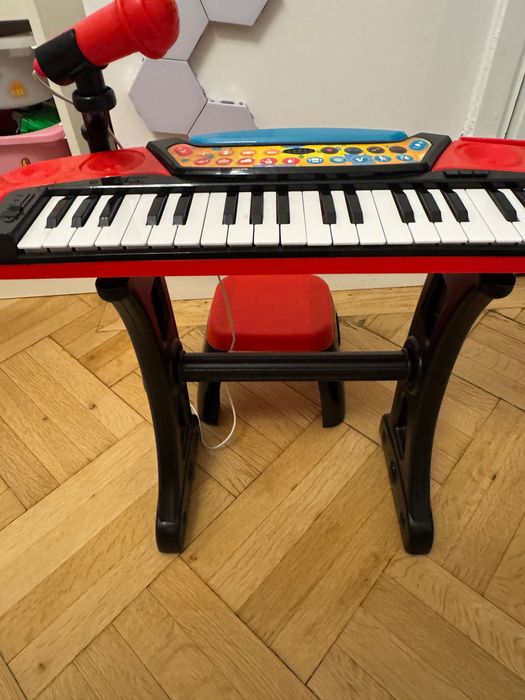 Orga electrica pentru copii, cu stativ, scaun si microfon, LeanToys