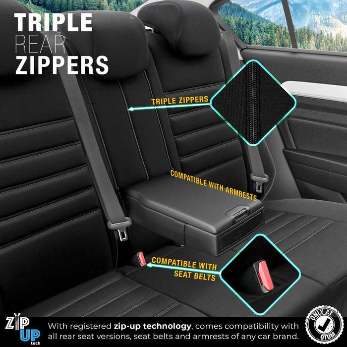 Комплект Тапицерия OTOM– Черно със Сив шев, за Предни и Задни Седалки