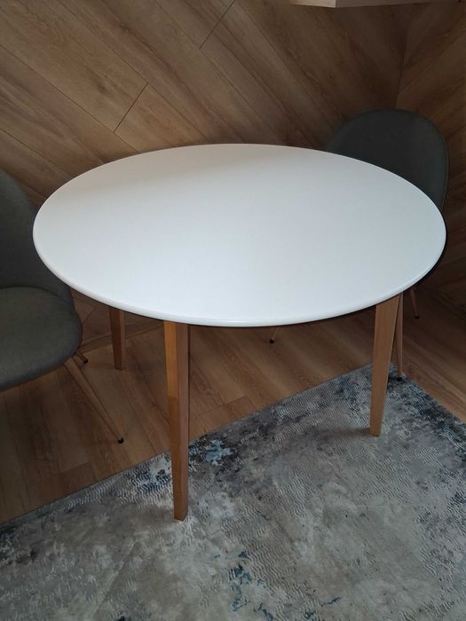 Трапезна маса  JEGIND Ø105 бяло/натурал