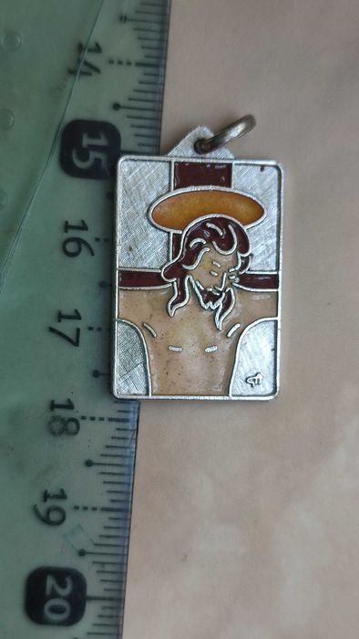 Pandant Cu Isus foarte vechi din argint cu email