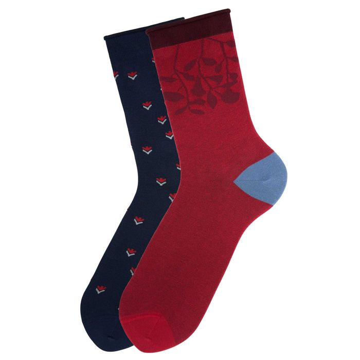 Органични дамски 2 чифта чорапи с малки цветя, безшевни, удобни