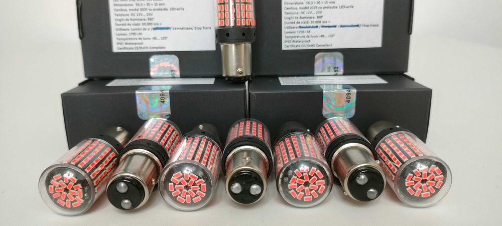 Bec stop frana/ pozitie LED ROSU 21W/ 5W becuri led frana pozitie LED