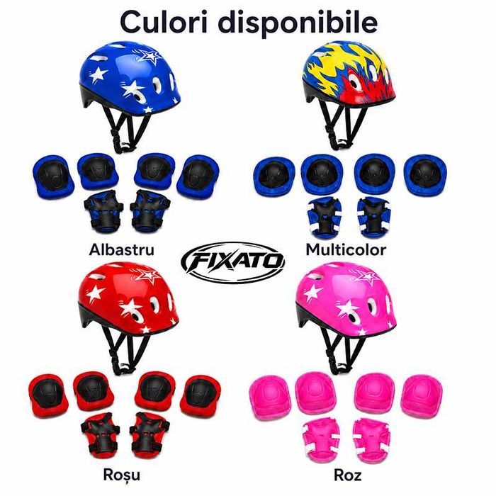Set Protectie Pentru Copii 7 in 1, Casca, Genunchiere, Cotiere si Aparatori Incheieturi pentru Bicicleta, Trotineta, Role