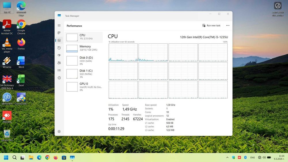 Продавам Lenovo V15 G3 IAP/i5-1235U/16GB RAM/512GB NVMe/1TB SATA3